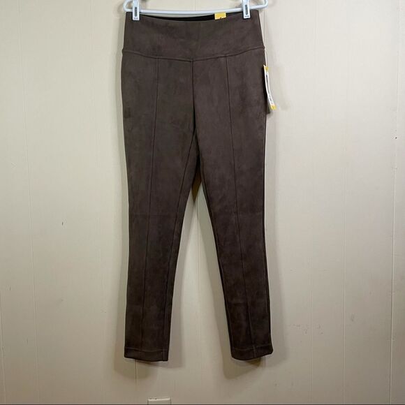 NWT - Andrew Marc Taupe  Faux Suede High Waist Pants - Picture 1 of 4